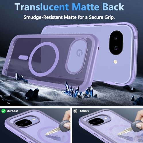 Cum2giff Coque Google Pixel 10A magnétique Compatible avec Magsafe, Coque Pixel 10a Protection Militaire Antichoc Housse, Google Pixel 10a Coque Etui Double Coque antichoc [Avant + Trasere], Violeta - imagen 7