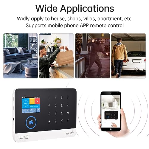 Tomshin Sistema de alarme de segurança para casa 2.4G WiFi GSM 2.4 polegadas TFT LCD Kit de sistema