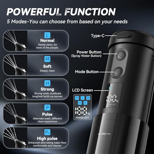 Ear Wax Removal - Electric Ear Cleaner, Ear Cleaning Kit with 5 Pressure Modes, Safe and Effective Ear Cleaning Tool, Ear Irrigation Flushing System with USB Rechargeable - Image 4