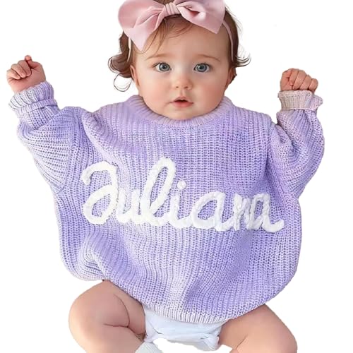 Custom Name Baby Sweater, Personalized Knit Baby Handmade Sweaters, Toddler Name Sweatshirt, New Born