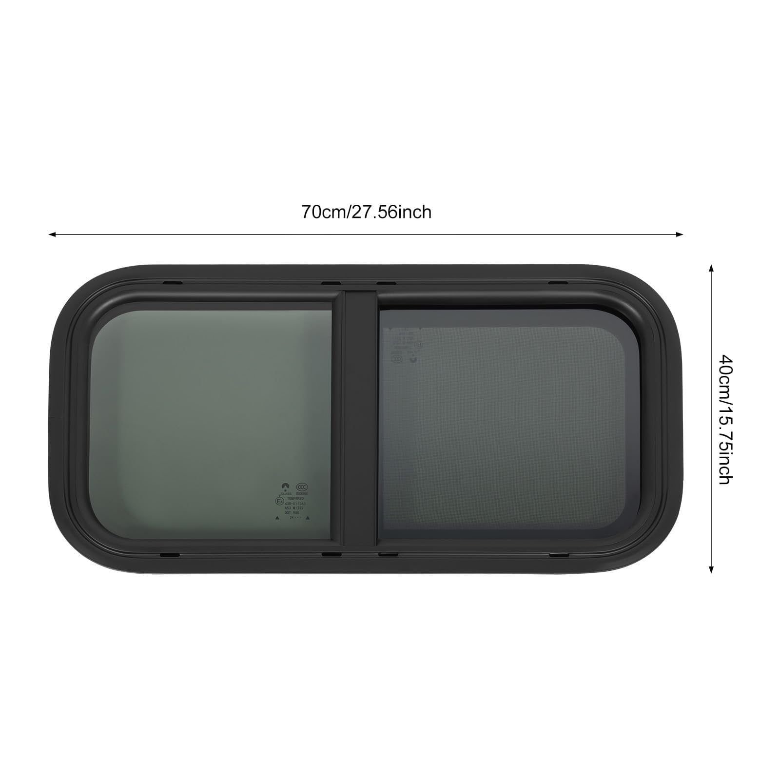 Fenêtre camping-car imperméable 700 x 400 mm Serrure mécanique Fenêtre coulissante pour caravane Fenêtre latérale 25 % Transmittance du verre Moustiquaires Contre les moustiques et insectes Pour