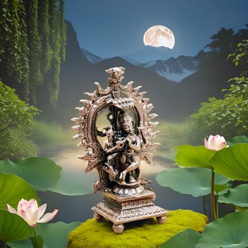 Estatua de Krishna de cobre con Prabhavali 5x2x8 cm