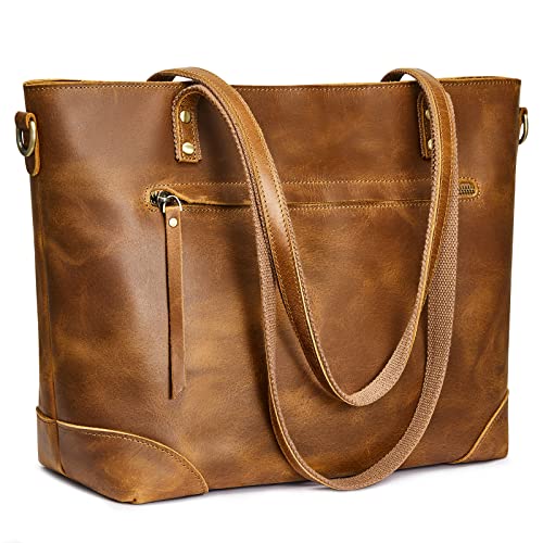 S-ZONE Genuine Leather Tote Bag for Women Shoulder Crossbody Purses Handbag