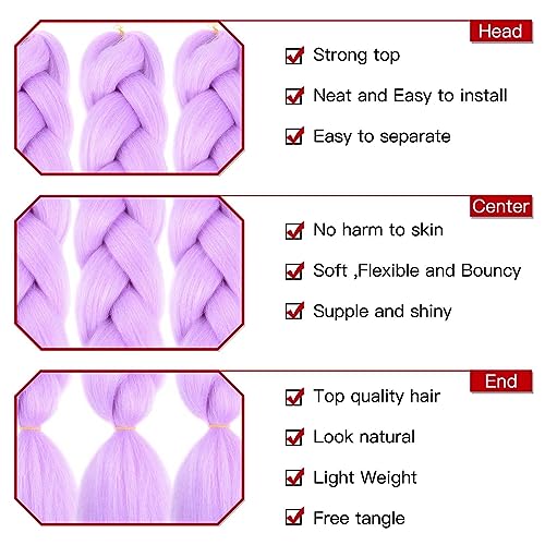 Xtrend 24 Inch 3Packs Jumbo Braiding Hair for Women Braiding Hair Extension High Temperature Purple Jumbo Braids for Twist Crochet Braiding Hair(3Packs,Purple#) - Image 2