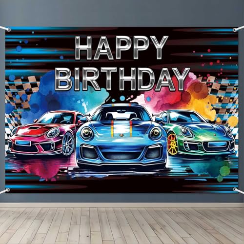Fondo para fiesta de cumpleaños con diseño de autos 5x3ft miniatura 1