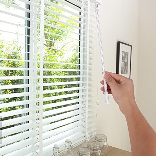 2 Pieces 12 Inches Blind Wand Vertical Blinds Replacement Parts Clear Plastic Blind Opener Long Window Blind Stick Tilt Rod with Hooks and Grips Rod for Vertical & Wood & Cordless Blinds