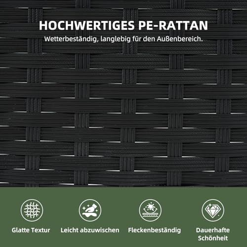 Aoxun 2-Sitzer-Gartenbank aus Rattan, extrabreite Outdoor-Zweisitzerbank mit seitlichem Ablagetisch… – Ansicht 6