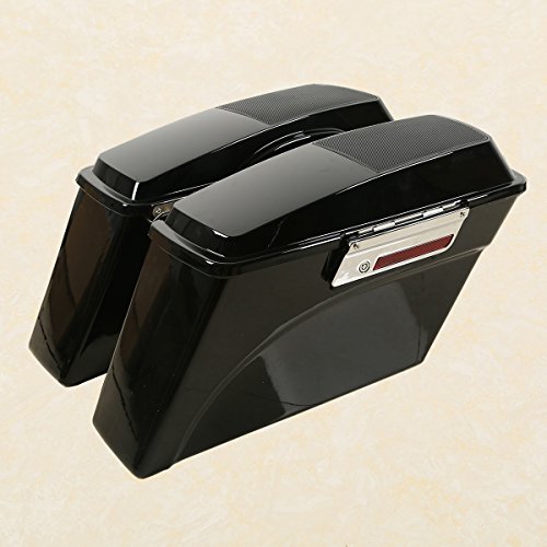 Xfmt Black Hard Saddlebags Trunk W/Speaker Lid Latch Key Compatible With Harley Touring Road King 1994-2013 #TOP20