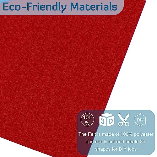 Image of Lakeer A4 Felt Sheets, Pack of 10, Red, 1mm Thick Stiff Fabric, 29.7 x 21 cm, for Kids School DIY Crafts, Patchwork, Embroidery and Sewing Projects