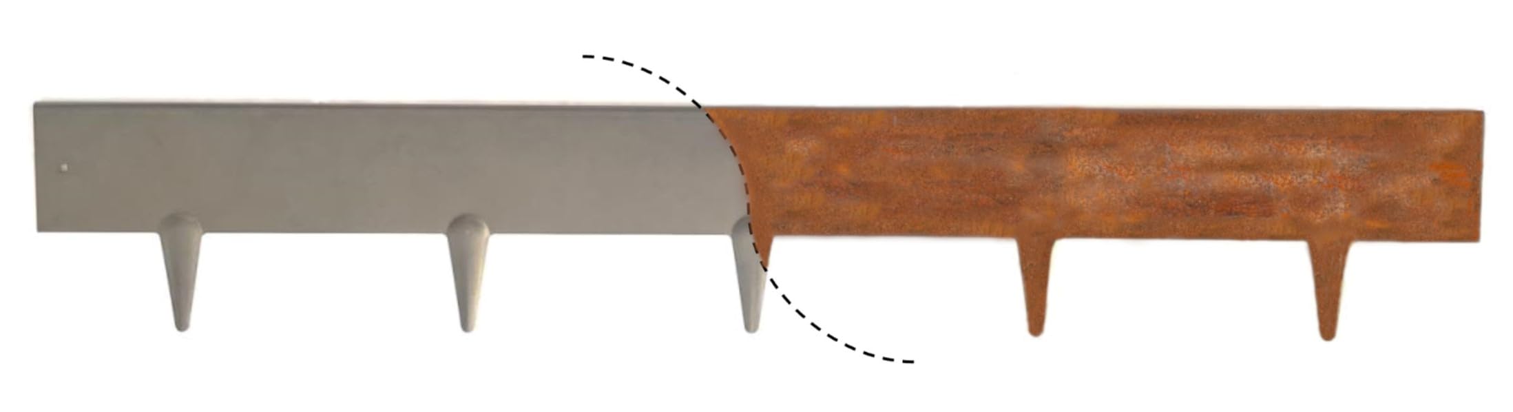 Bordura Corten con picchetti integrati - 2 altezze - Moduli da ml. 1 - Bordo acciaio Corten per giardino (h. 9 cm., 15)