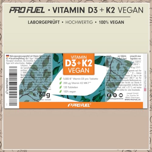 Vitamin D3 K2 VEGAN - 120 Tabletten mit 5000 IE D3 + 200 mcg K2 (MK7) - veganes Vitamin D3 (RAWD3®) aus Kiefernharz - Vorratspack für 19… – Ansicht 6