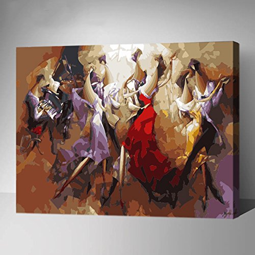 Made4u[ Dance and Musical Series [ 20" ] [ Thicker (1") ] [ Wood Framed ] Paint by Numbers Kit Brushes and Paints (Waltz YWYZ8089)