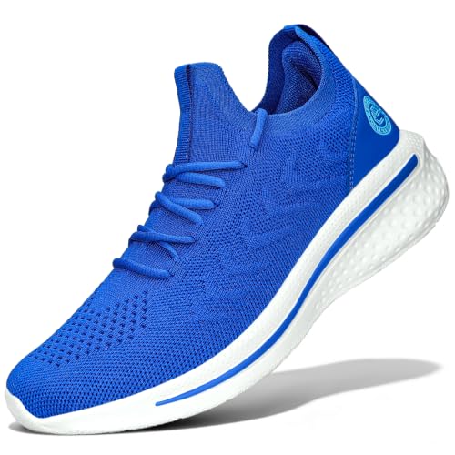 Pujcs Womens Walking Shoes Slip-on Sneakers Lightweight Breathable Mesh Non-Slip Athletic Footwear for Tennis Running Gym Travel Nurse Work Royal Blue Size 9