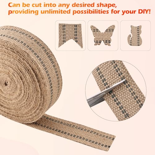 Image of YaeCCC Craft Jute Webbing Tape,20 Yards Width 2 inch Roll Natural Burlap Red Line Jute Webbing Ribbon for Chair Repair, Crafting, Burlap Ribbon, Upholstery