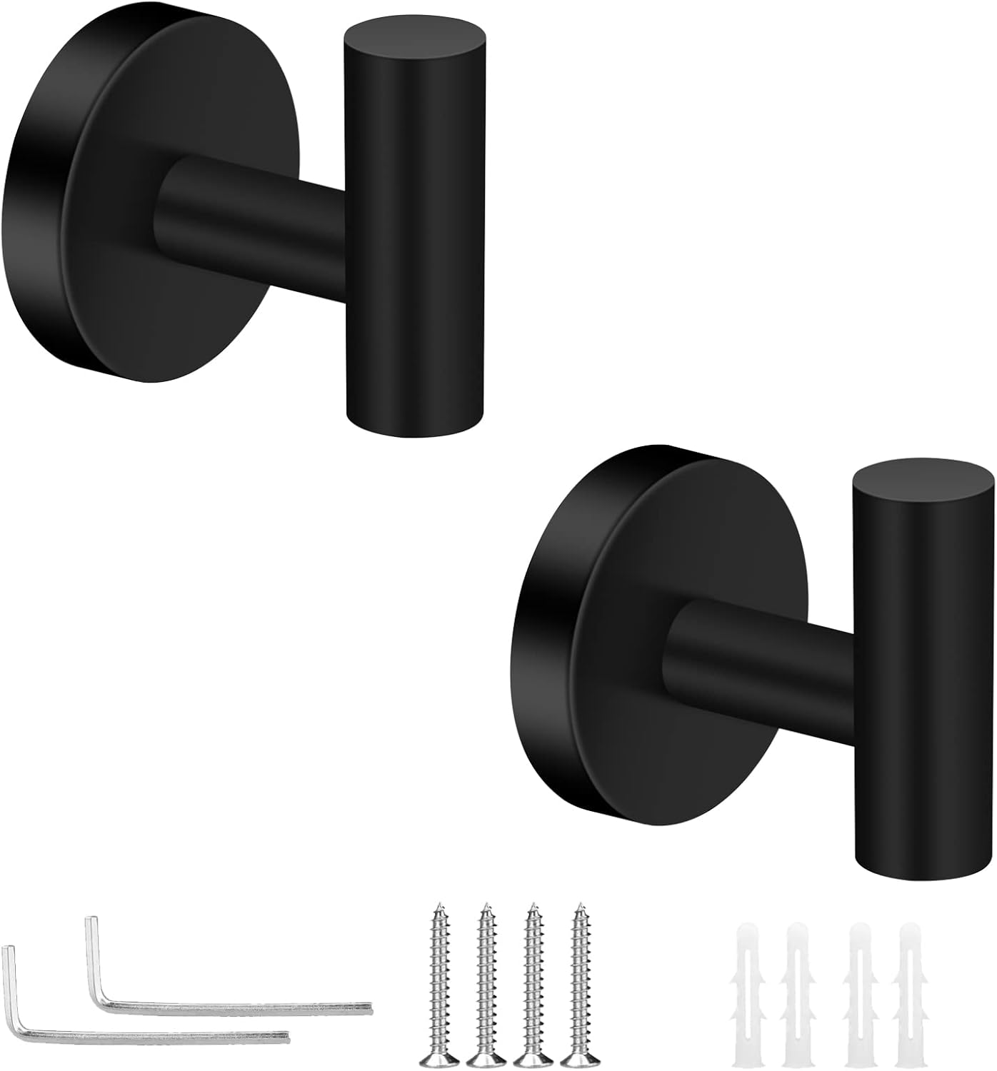 Neween 2 Pack Bathroom Towel Hooks, Stainless Steel Coat Robe Clothes