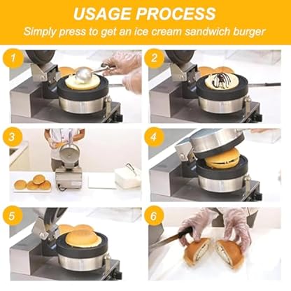 HCAUYNN Gelato-Panini-Presse FüR BäCkereien, Sandwich-Ei-Burger-Maschine, Mit DrehknöPfen Zur Temperatur- Und Zeitsteuerung, FüR Eisdielen,220V – Bild 8