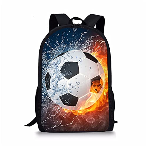 Showudesigns Soccer Rucksack for Boys Backpack School Bags Girls Football Bookbag with Bottle Holder Strong Teens Bagpacks