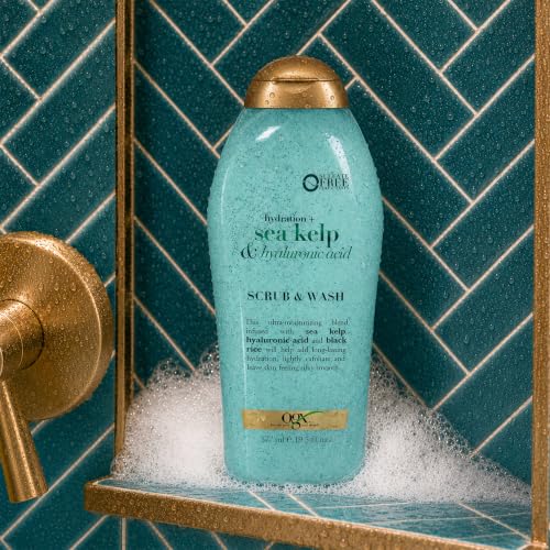 OGX Hydration + Sea Kelp & Hyaluronic Acid Sulfate-Free Lightly Moisturizing Body Scrub with Black Rice, Gentle Exfoliating Daily Body Wash to Soften & Smooth Skin, 19.5 Fl Oz - image 3