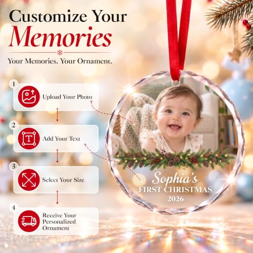 Image of Baby's First Christmas Ornament 2026, Personalized for Boy or Girl