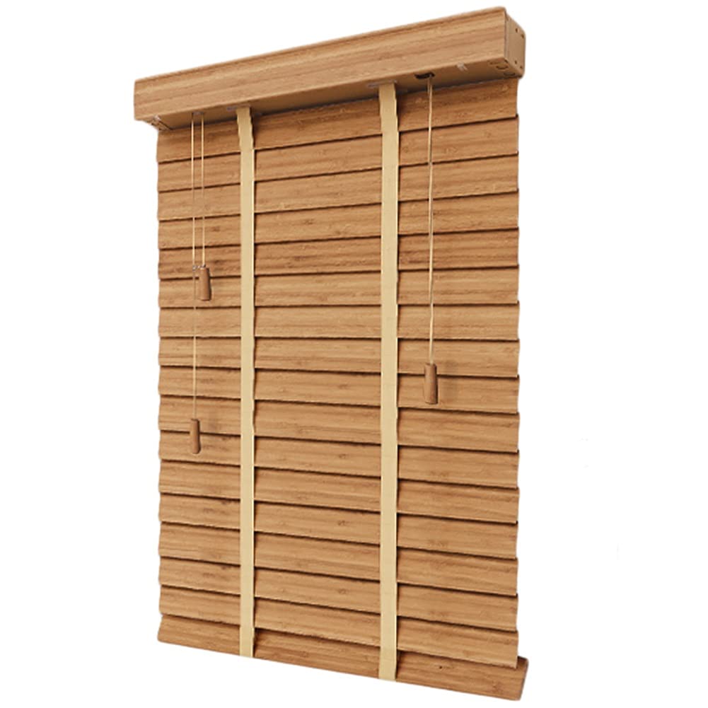 Lattes en bambou de 50 mm sur ce store horizontal en bois occultant