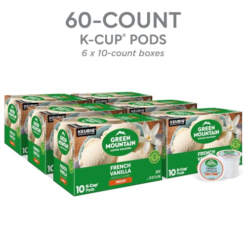 Image of Green Mountain Coffee Roasters French Vanilla Decaf Keurig Single-Serve K-Cup pods, Light Roast Coffee, 60 Count (6 Packs of 10)