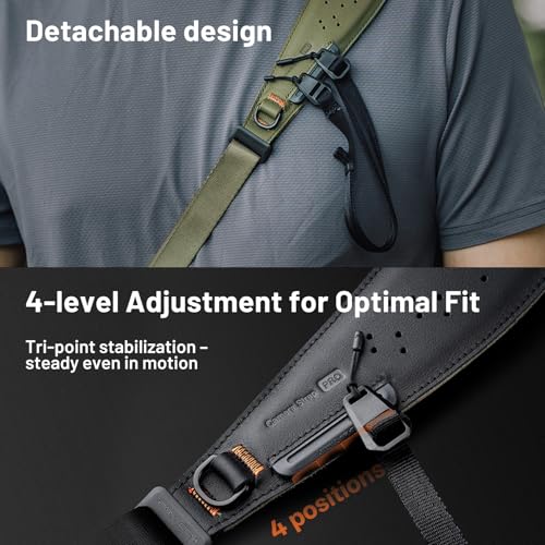 Image of PGYTECH Camera Strap Pro, Quick Release Heavy Duty Camera Shoulder Strap With Detachable Underarm Strap, Professional Camera Harness, Leather Ergonomic Shoulder Pad for DSLR /Mirrorless Cameras, Green