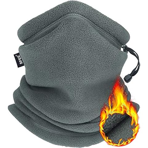 Sfee Neck Warmer Gaiter Fleece Ski Winter Balaclava for Men and Women, Winter Scarf Tube Cover Bandanas for Cold Weather Windproof Winter Motorcycle Skiing (Grey-warmer) Cover