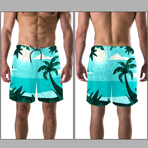 Short de bain homme avec doublure maillée imprimé tropical vert L - 3