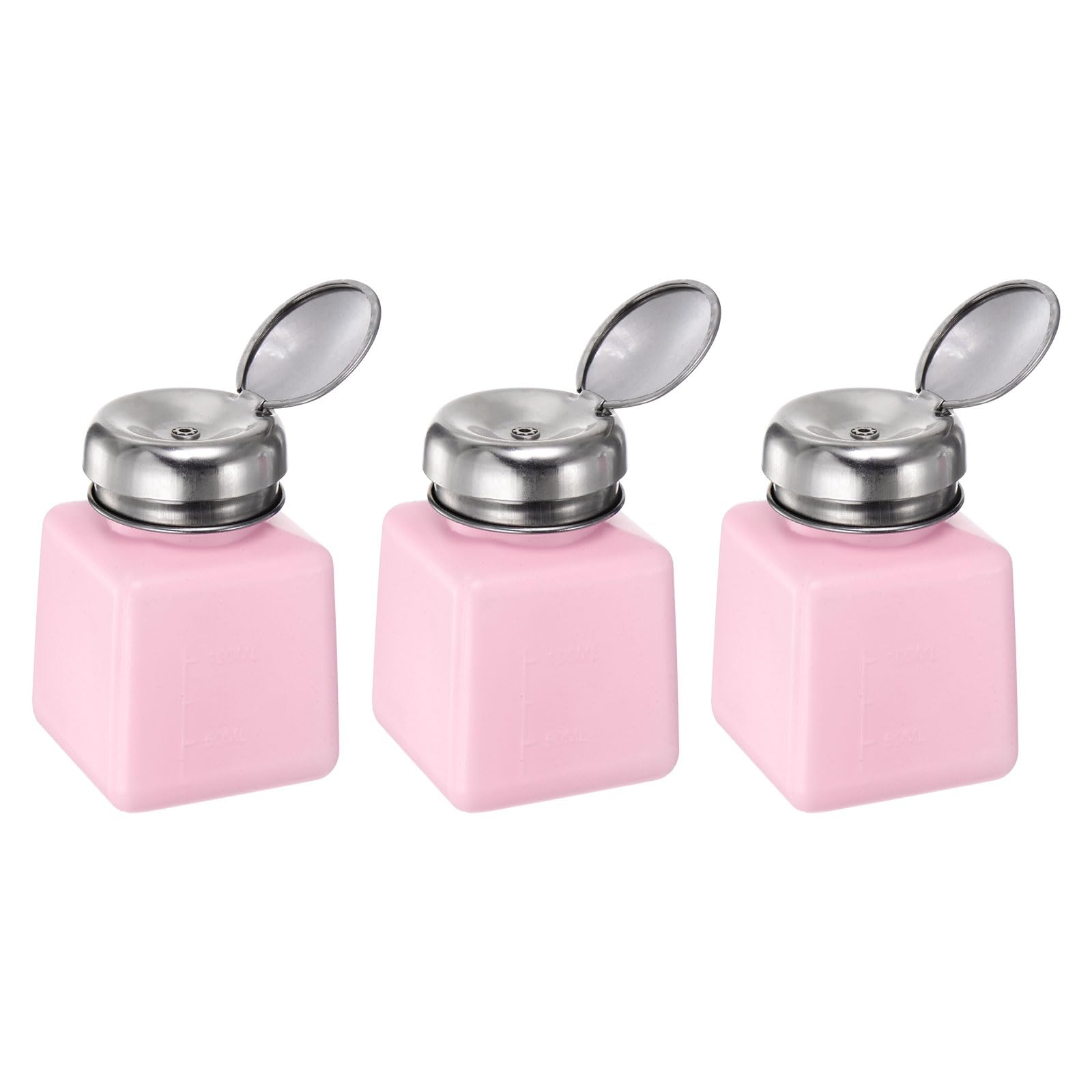 QUARKZMAN 3pz Dispenser Solventi Alcol, 100ml(3.4oz) Dispenser Liquidi Pressione, Coperchio Sigillante Acciaio Inox per Acetone, Detergente, Solvente Smalti, Rosa