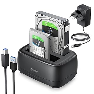 ORICO Hard Disk Docking Station USB3.0 per HDD/SSD SATA da 2,5 e 3,5 pollici, 2 Slot per SSD/HDD Docking, Supporto per Clonazione Offline e UASP,20TB(DD28U3-C)