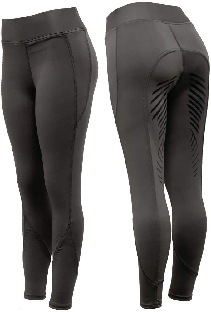 Mallas ecuestres para mujer, agarre de silicona con bolsillos para teléfono, equitación, gimnasio, yoga, mallas equinas