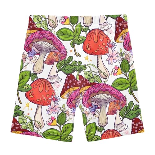Mushroom Fall Floral Girls Bike Shorts Toddler Under Dress Dance Shorts Girl Clothes for Girls 4-10,4T2