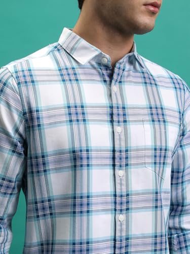 Image of Highlander Men's Slim Fit Check Shirt | Full Sleeves | Spread Collar | Casual Shirts for Men
