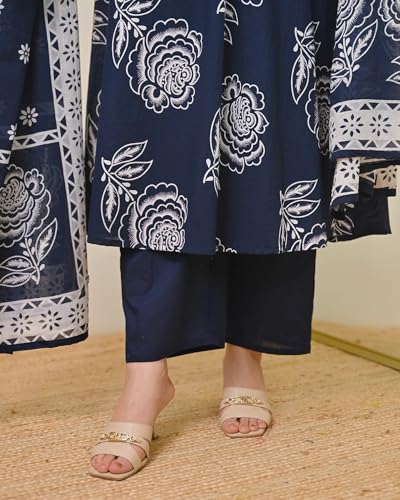 Image of Klosia Women Printed A-Line Kurta and Pant Set with Dupatta | Printed Kurta Set | A-Line Kurta Set | Women Kurta Sets | Summer Suit |