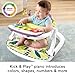 Fisher-Price Portable Baby Chair Kick & Play Deluxe Sit-Me-Up Seat with Piano Learning Toy & Tray for Infants to Toddlers, Purple Monkey