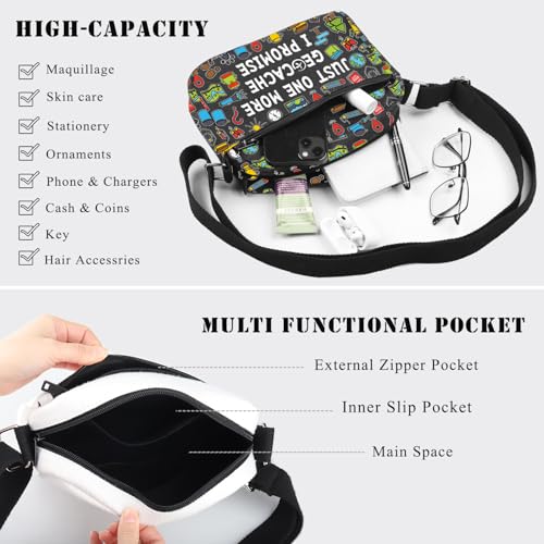 BDPWSS Geocaching Crossbody Bag Geocacher Gift Just One More Geocache I Promise Outdoor Lover Gifts Treasure Hunter Gifts4