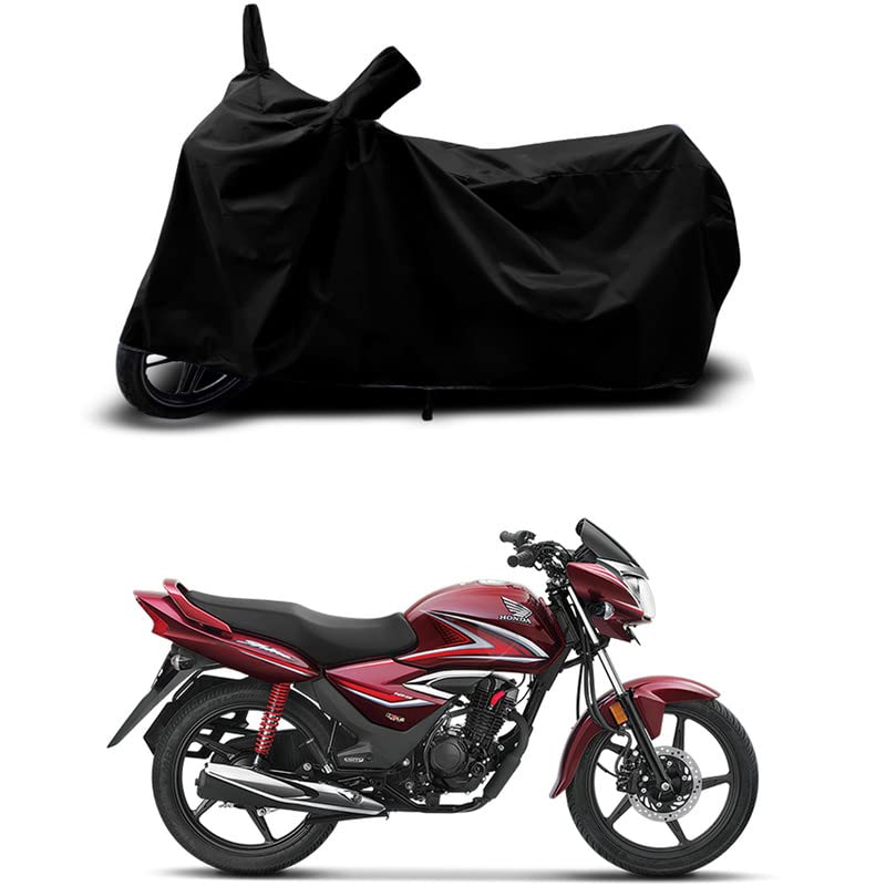 Image of 100% Scratchproof /UV-Rays /Heat Protection /Birds Dropping /Water Resistant /Dust Proof /Waterproof /Full Bike Scooty Two Wheeler Body Cover Compatible for Honda Shine Drum All Varients[Black]
