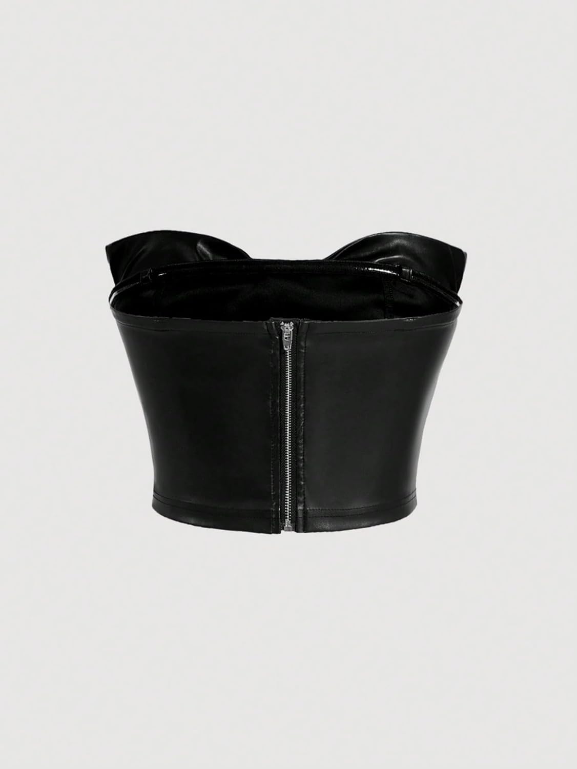 Floerns Women's PU Leather Strapless Tube Tops Bow Sleeveless Fitted Y2k Crop Tops - Image 3