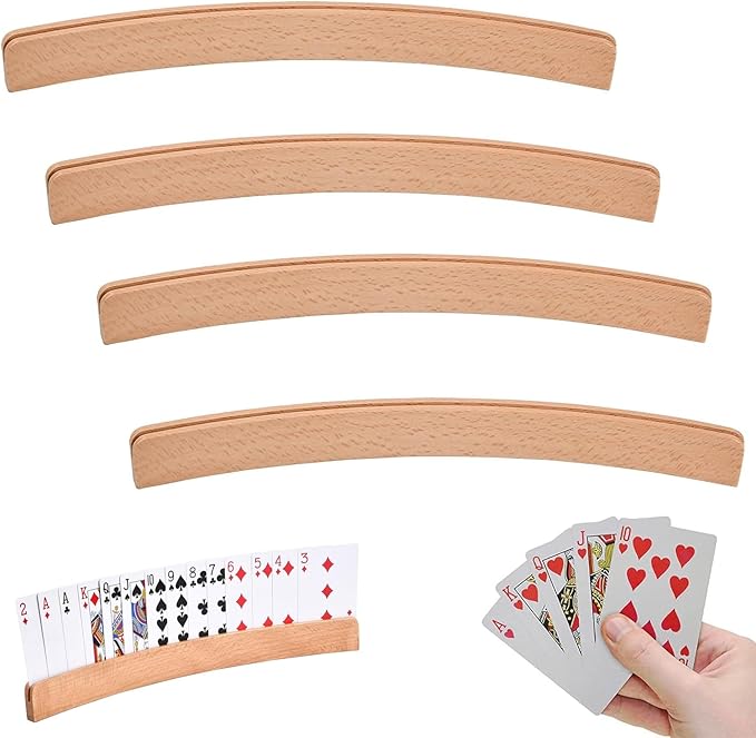 Mumjooyi 4 Pezzi Porta Carte Da Gioco Reggi Carte Portacarte da Gioco Porta Carte per Bambini Anziani Adulti Disabili Rosso