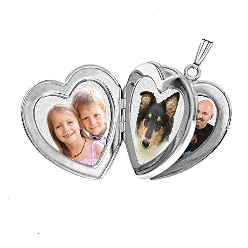 PicturesOnGold.com Sterling Silver Heart Four Photo Locket - 1-1/4 Inch X 1-1/4 Inch Solid Sterling Silver with Engraving3