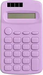 Calculadora de Bolso 8 Dígitos Compacta 11x6cm Dupla Alimentação Solar + Bateria Portátil Leve Operações Básicas para Escola Trabalho e Casa Visor Claro Durável (Roxo)