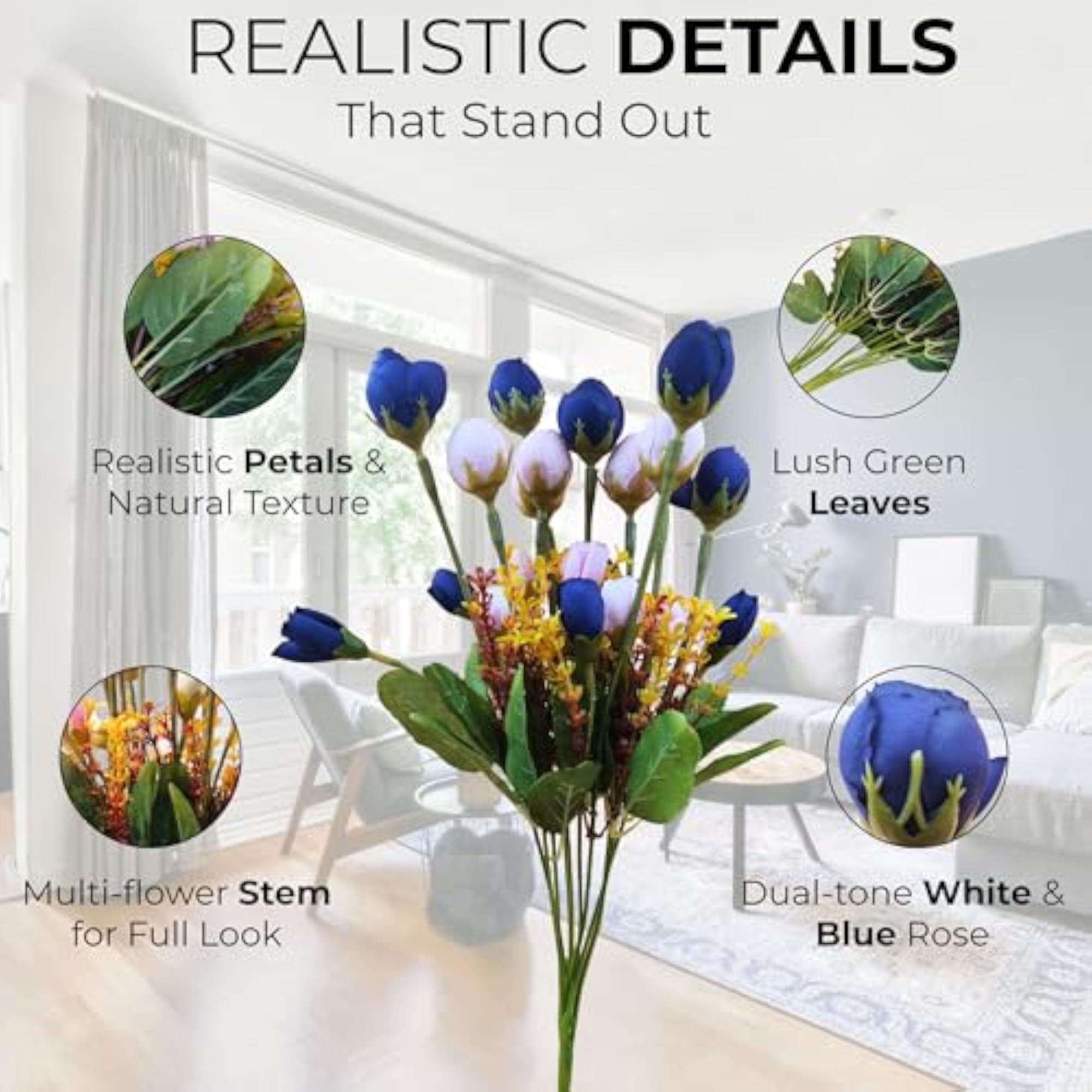 Artificial Rose Buds Flowers Bunch for Home Decoration