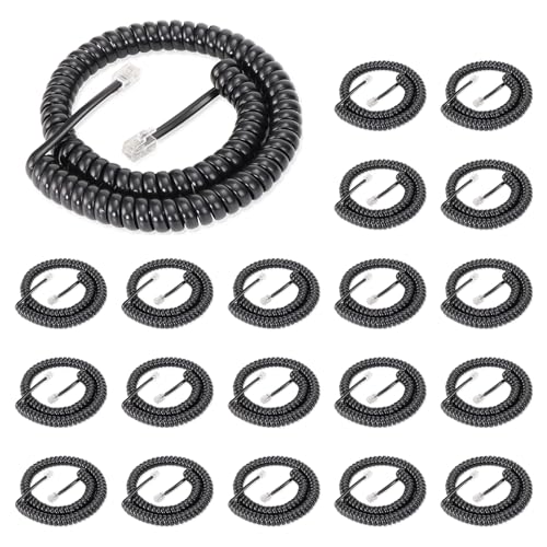 Cordon téléphonique enroulé extensible 4m RJ9, câble noir Lativu longue portée