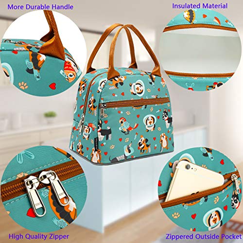 Flowfly Lunch Bag Tote Bag Lunch Organizer Lunch Holder Insulated Lunch Cooler Bag For Women/Men,Dog #TOP3