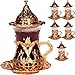Alisveristime (SET OF 6 Handmade Turkish Tea Water Zamzam Serving Set Glasses Saucer (Gold)