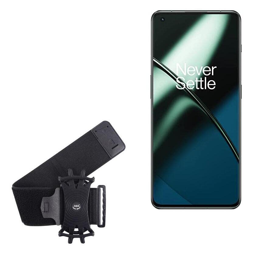 BoxWave Holster Compatible with OnePlus 11 5G - ActiveStretch Sport Armband, Adjustable Armband for Workout and Running - Jet Black