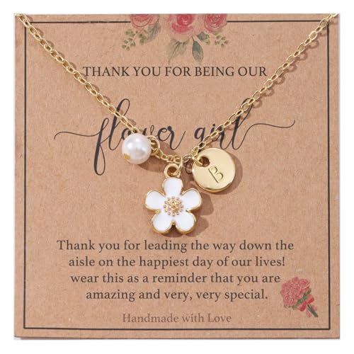 Image of Initial A-Z Letter Necklace for Flower Girl,14K Personalized Proposal Gifts for Flower Girl On Wedding Bridal Shower Party