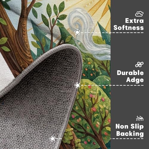 Tapis cuisine devant evier antidérapant forêt vert émeraude