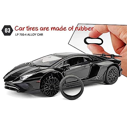 Image of Compatible for 1:32 Lamborghini LP750 Model Pull Back Car Toy car with Sound and Light for Kids Boy Girl, Metal Body, Door Opened - Multicolor