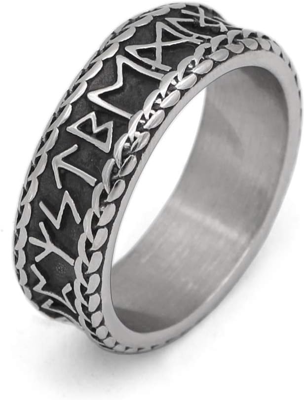 GuoShuang Nordic Viking Rune Knot Rings with Valknut Gift Bag - Stainless Steel